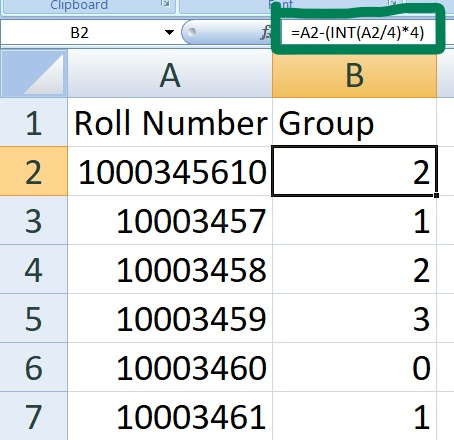 Number error in MS excel while using MOD formula alternative