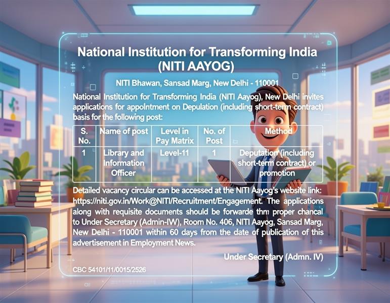 NITI AAYOG RECRUITMENT OPPORTUNITY